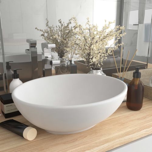 Lavabo Ovale De Luxe Blanc Mat 40x33 Cm Céramique