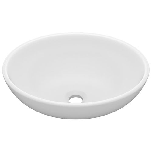Lavabo Ovale De Luxe Blanc Mat 40x33 Cm Céramique