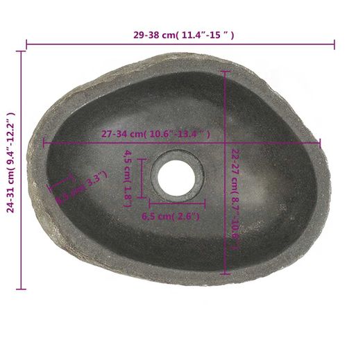Lavabo En Pierre De Rivière Ovale (29-38)x(24-31) Cm