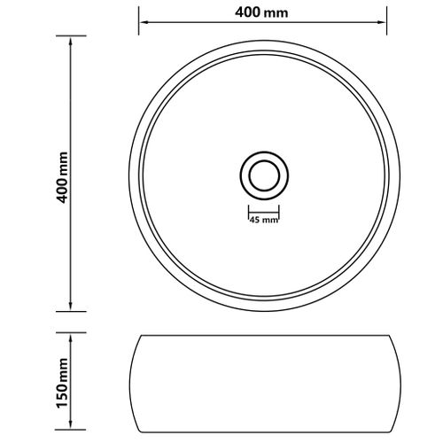 Lavabo Rond De Luxe Noir Mat 40x15 Cm Céramique