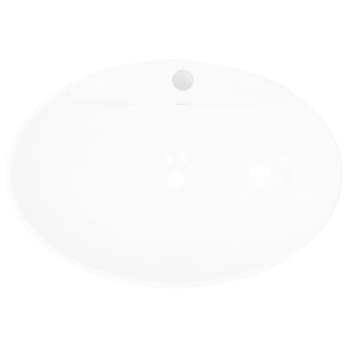 Lavabo Ovale En Céramique Avec Trou De Robinet