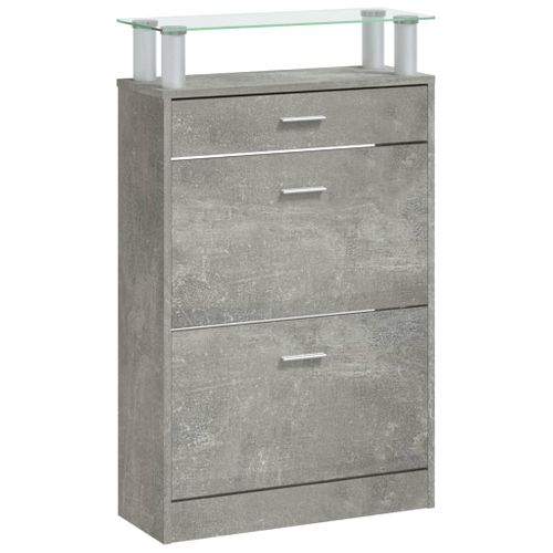 Armoire à Chaussures Gris Béton 63x24x104 Cm Bois D'ingénierie