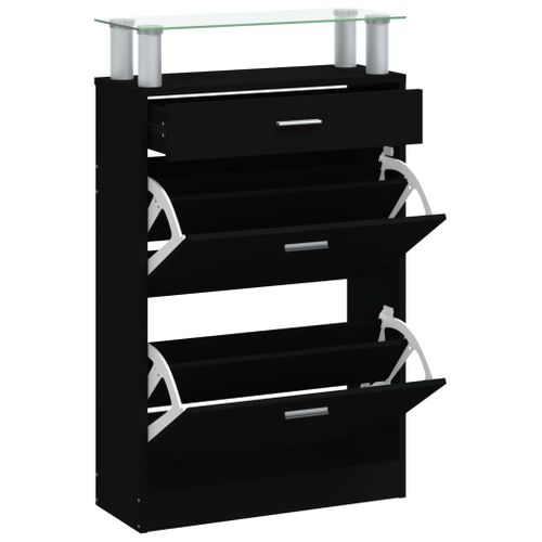 Armoire à Chaussures Noir 63x24x104 Cm Bois D'ingénierie