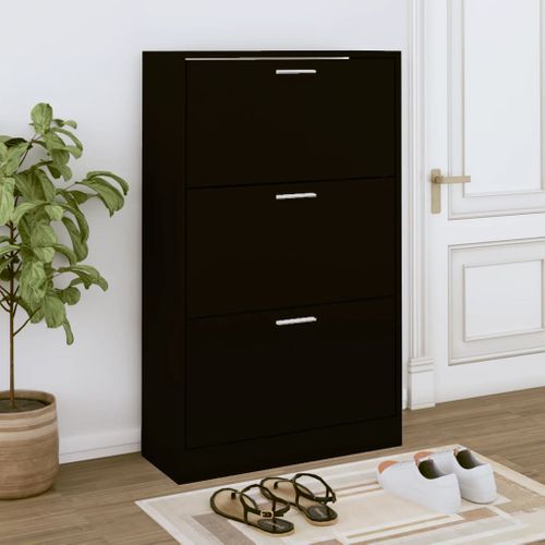 Armoire à Chaussures Noir 63x24x103 Cm Bois D'ingénierie