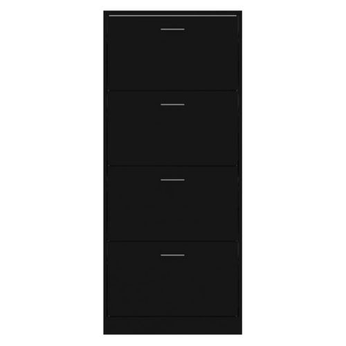 Armoire à Chaussures Noir 63x24x147 Cm Bois D'ingénierie