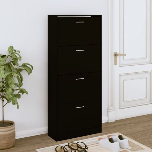 Armoire à Chaussures Noir 63x24x147 Cm Bois D'ingénierie