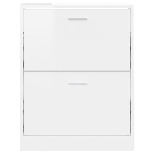 Armoire à Chaussure Blanc Brillant 59x17x81 Cm Bois Ingénierie