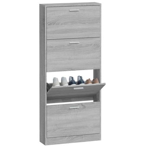 Armoire à Chaussures Sonoma Gris 59x17x150 Cm Bois D'ingénierie