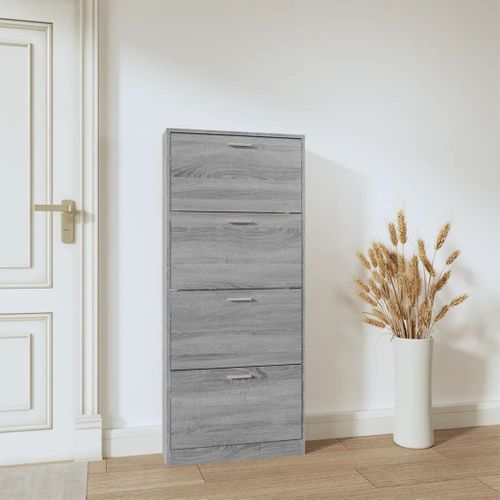 Armoire à Chaussures Sonoma Gris 59x17x150 Cm Bois D'ingénierie