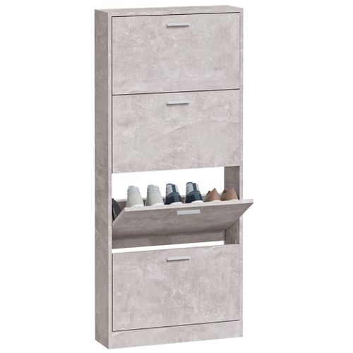Armoire à Chaussures Gris Béton 59x17x150 Cm Bois D'ingénierie