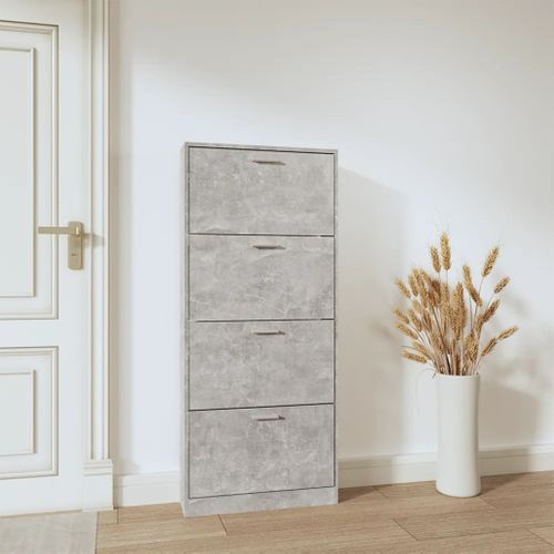Armoire à Chaussures Gris Béton 59x17x150 Cm Bois D'ingénierie