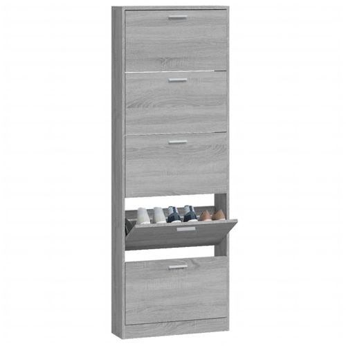 Armoire à Chaussures Sonoma Gris 59x17x169 Cm Bois D'ingénierie