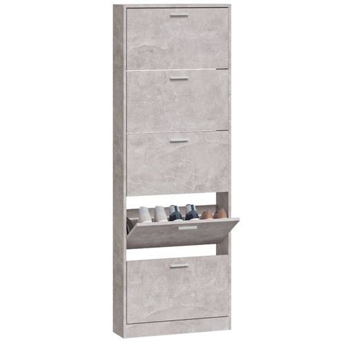 Armoire à Chaussures Gris Béton 59x17x169 Cm Bois D'ingénierie