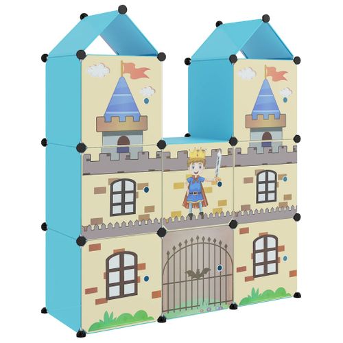 Armoire De Rangement Pour Enfants Avec 8 Cubes Bleu Pp