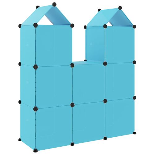 Armoire De Rangement Pour Enfants Avec 8 Cubes Bleu Pp