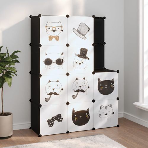 Armoire De Rangement Pour Enfants Avec 10 Cubes Noir Pp