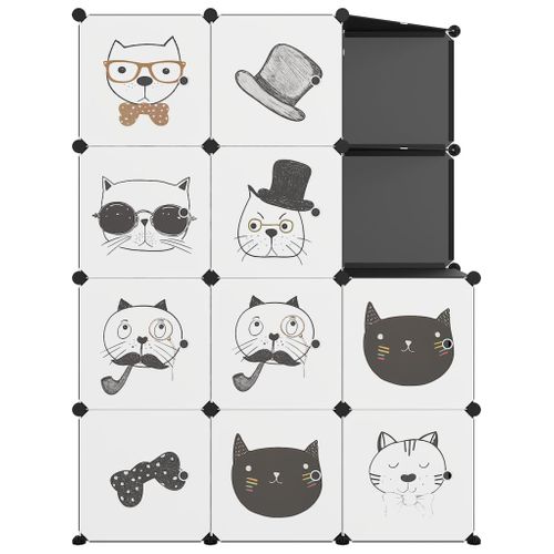 Armoire De Rangement Pour Enfants Avec 10 Cubes Noir Pp