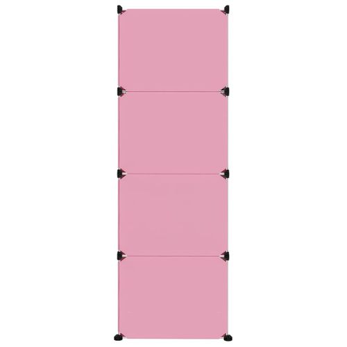 Armoire De Rangement Pour Enfants Avec 12 Cubes Rose Pp