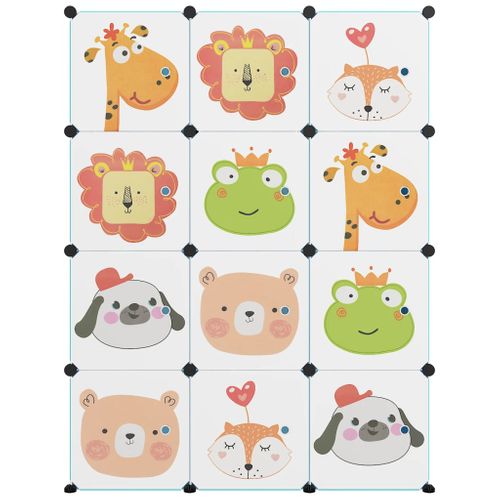 Armoire De Rangement Pour Enfants Avec 12 Cubes Bleu Pp