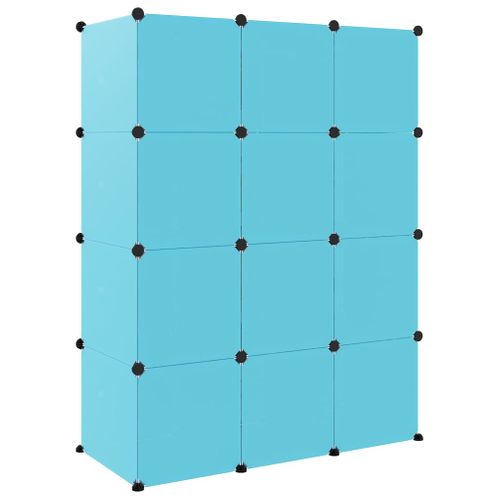 Armoire De Rangement Pour Enfants Avec 12 Cubes Bleu Pp