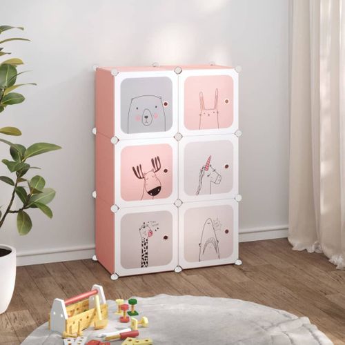 Armoire De Rangement Pour Enfants Avec 6 Cubes Rose Pp