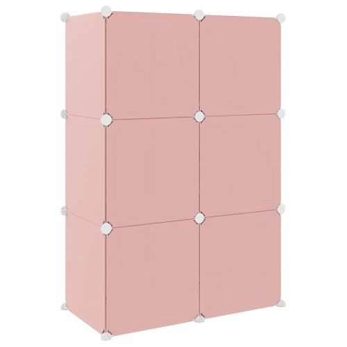 Armoire De Rangement Pour Enfants Avec 6 Cubes Rose Pp