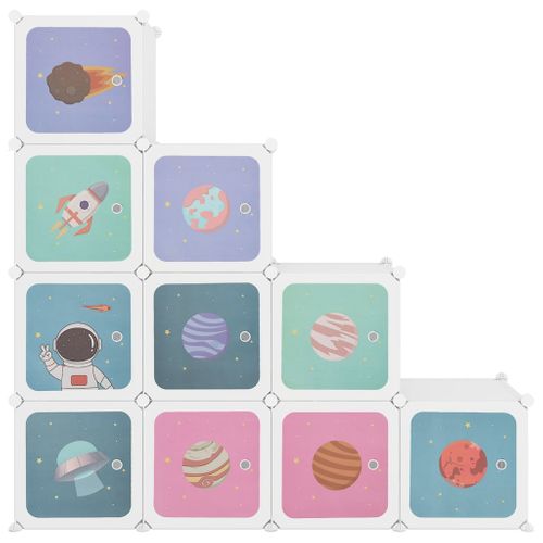 Armoire De Rangement Pour Enfants Avec 10 Cubes Blanc Pp