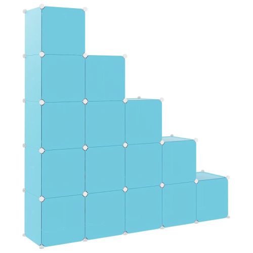 Armoire De Rangement Pour Enfants Avec 15 Cubes Bleu Pp