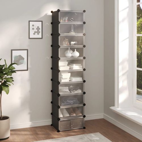 Étagère à Chaussures Noir 44x32x174 Cm Pp