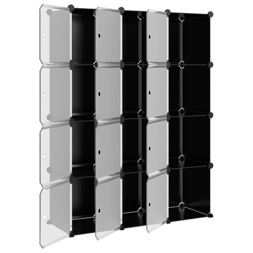 Cubes De Rangement 12 Pièces Avec Portes Noir Pp