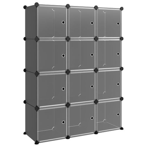 Cubes De Rangement 12 Pièces Avec Portes Noir Pp