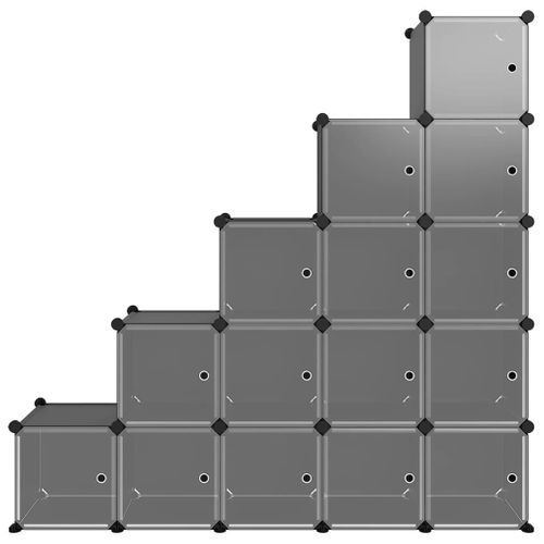 Cubes De Rangement 15 Pièces Avec Portes Noir Pp