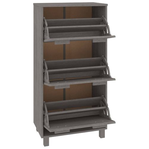 Armoire à Chaussures Gris Clair 59,5x35x117 Cm Pin Massif