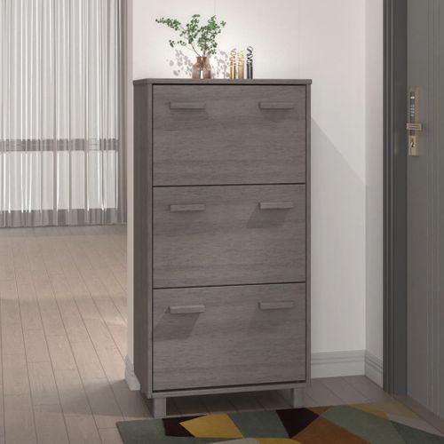 Armoire à Chaussures Gris Clair 59,5x35x117 Cm Pin Massif