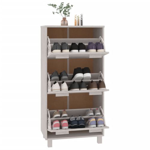 Armoire à Chaussures Blanc 59,5x35x117 Cm Bois De Pin