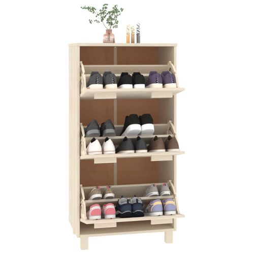 Armoire à Chaussures Marron Miel 59,5x35x117cm Pin Massif