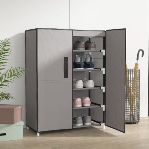 Armoire à Chaussures Gris 60x28x90 Cm Tissu