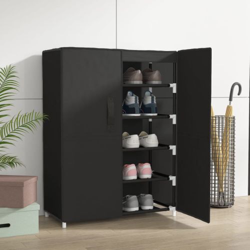 Armoire à Chaussures Noir 60x28x90 Cm Tissu