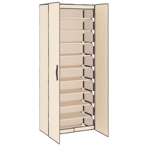 Armoire à Chaussures Crème 60x30x166 Cm Tissu