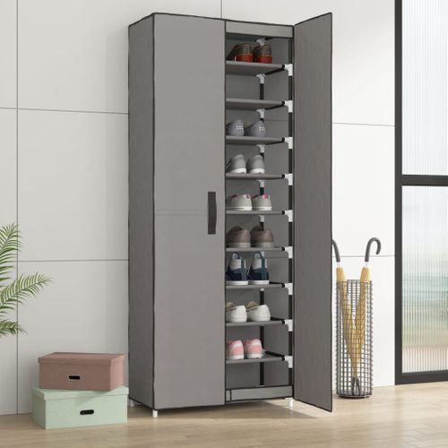 Armoire à Chaussures Gris 60x30x166 Cm Tissu