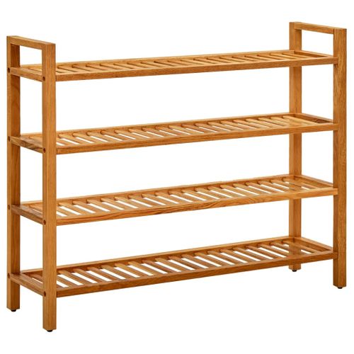 Étagère à Chaussures à 4 Niveaux 100x27x80 Cm Chêne Massif