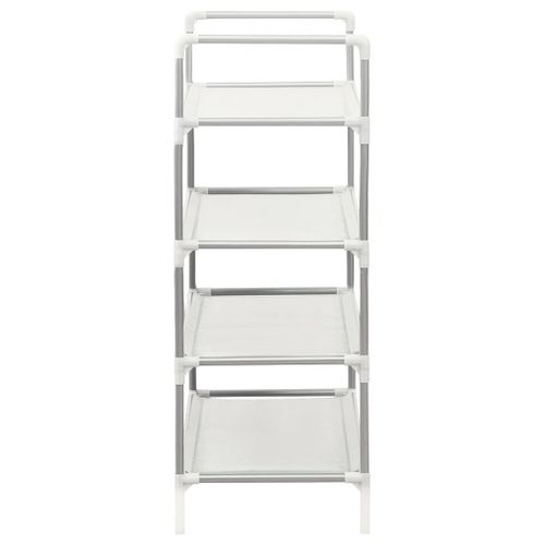 Étagère à Chaussures 4 Étagères Métal Et Tissu Intissé Argenté