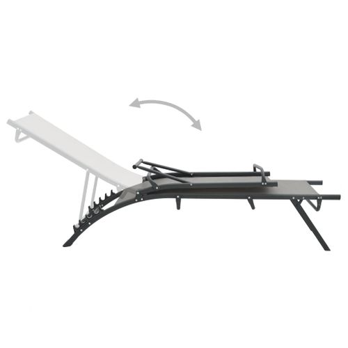 Lot De 2 Chaises Longues Outdoor - Structure Acier + Toile Textilène - L180.5 X P53 X H32.5cm