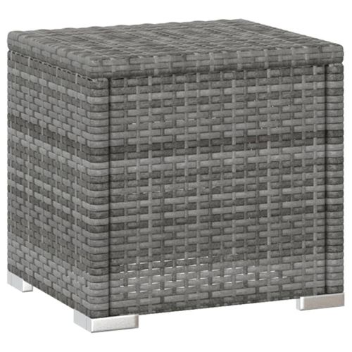 Chaise Longue Avec Coussin Et Table à Thé Résine Tressée Gris