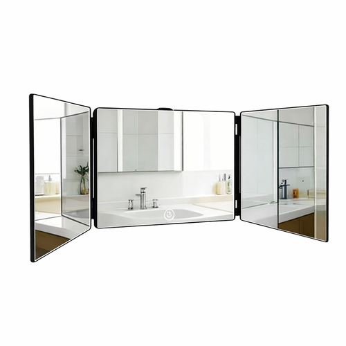 Miroir De Maquillage à Hauteur Réglable Et Design En Trois Parties Miroir Plat Et Indéformable