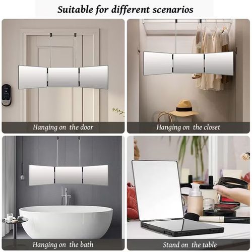 Miroir De Maquillage à Hauteur Réglable Et Design En Trois Parties Miroir Plat Et Indéformable