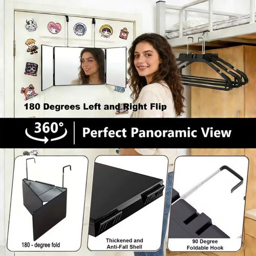 Miroir De Maquillage à Hauteur Réglable Et Design En Trois Parties Miroir Plat Et Indéformable