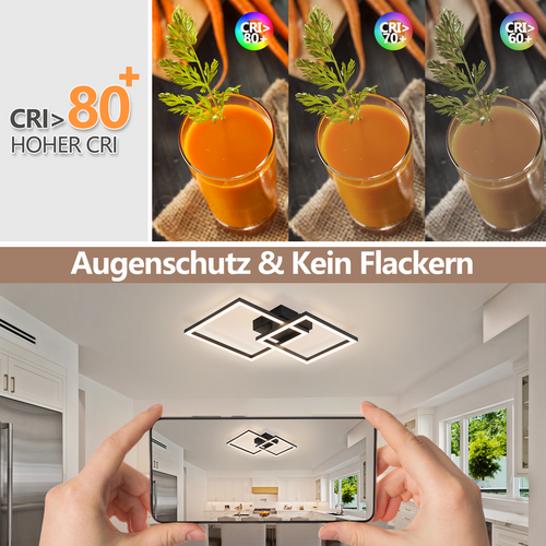 Plafonnier LED Pour Cuisine - 20 W, Noir, 4000 K, Blanc Neutre, Moderne Pivotant, Éclairage D'angle