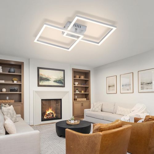 Plafonnier LED Pour Chambre à Coucher - Lampe De Chambre Argentée 24 W, Blanc Neutre 4000 K