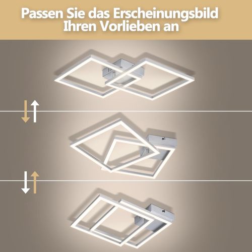 Plafonnier LED Pour Chambre à Coucher - Lampe De Chambre Argentée 24 W, Blanc Neutre 4000 K